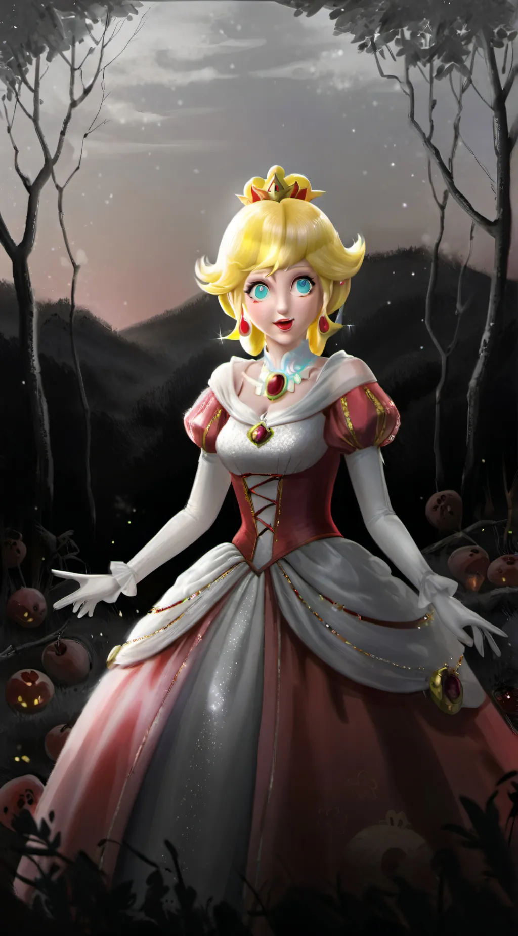 ai character: Princess Peach  background