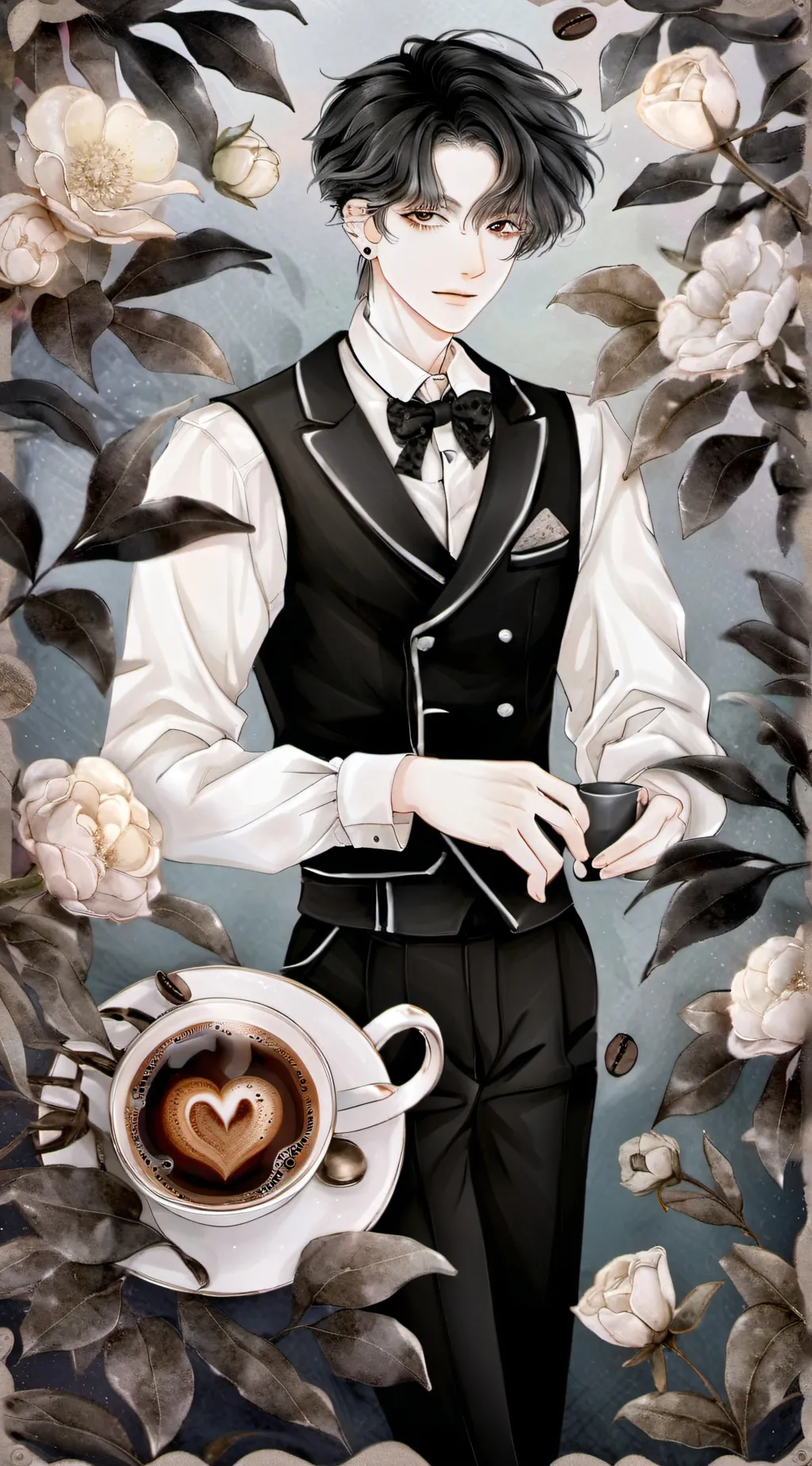 ai character: Coffee guy background