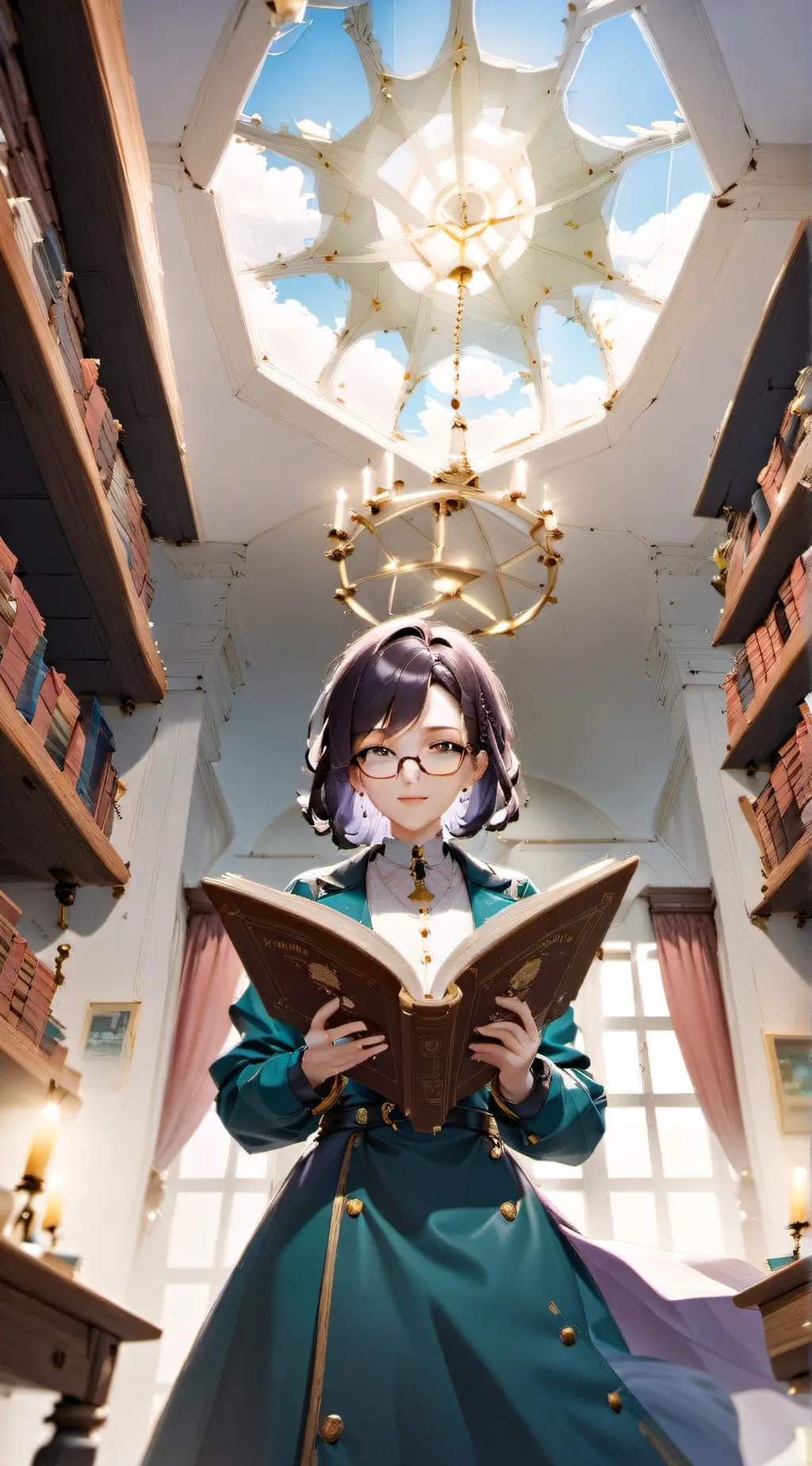 ai character: library background