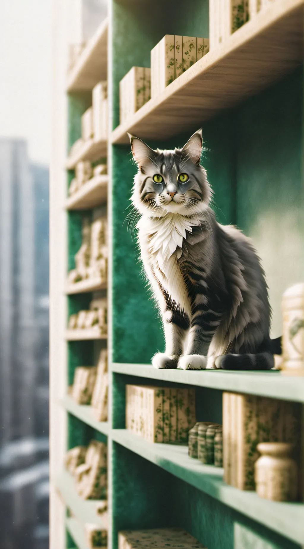 ai character: cat school background