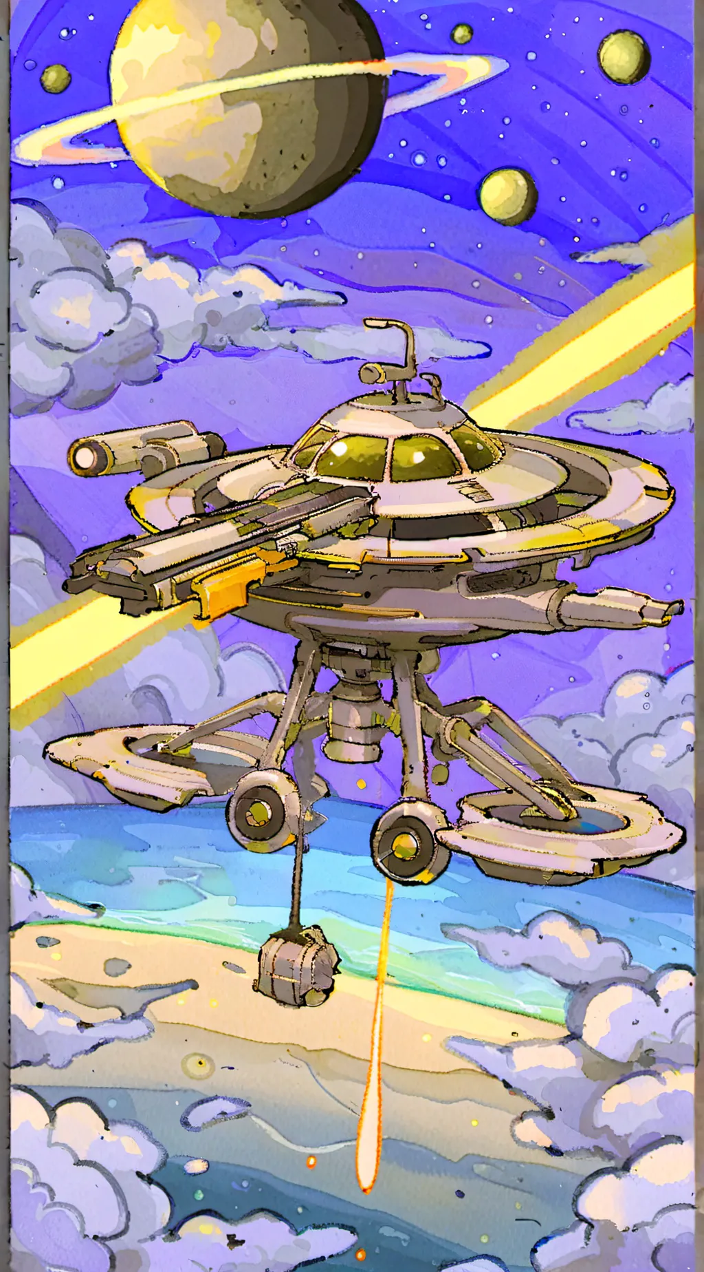 ai character: Gray Alien that lives on saturn background