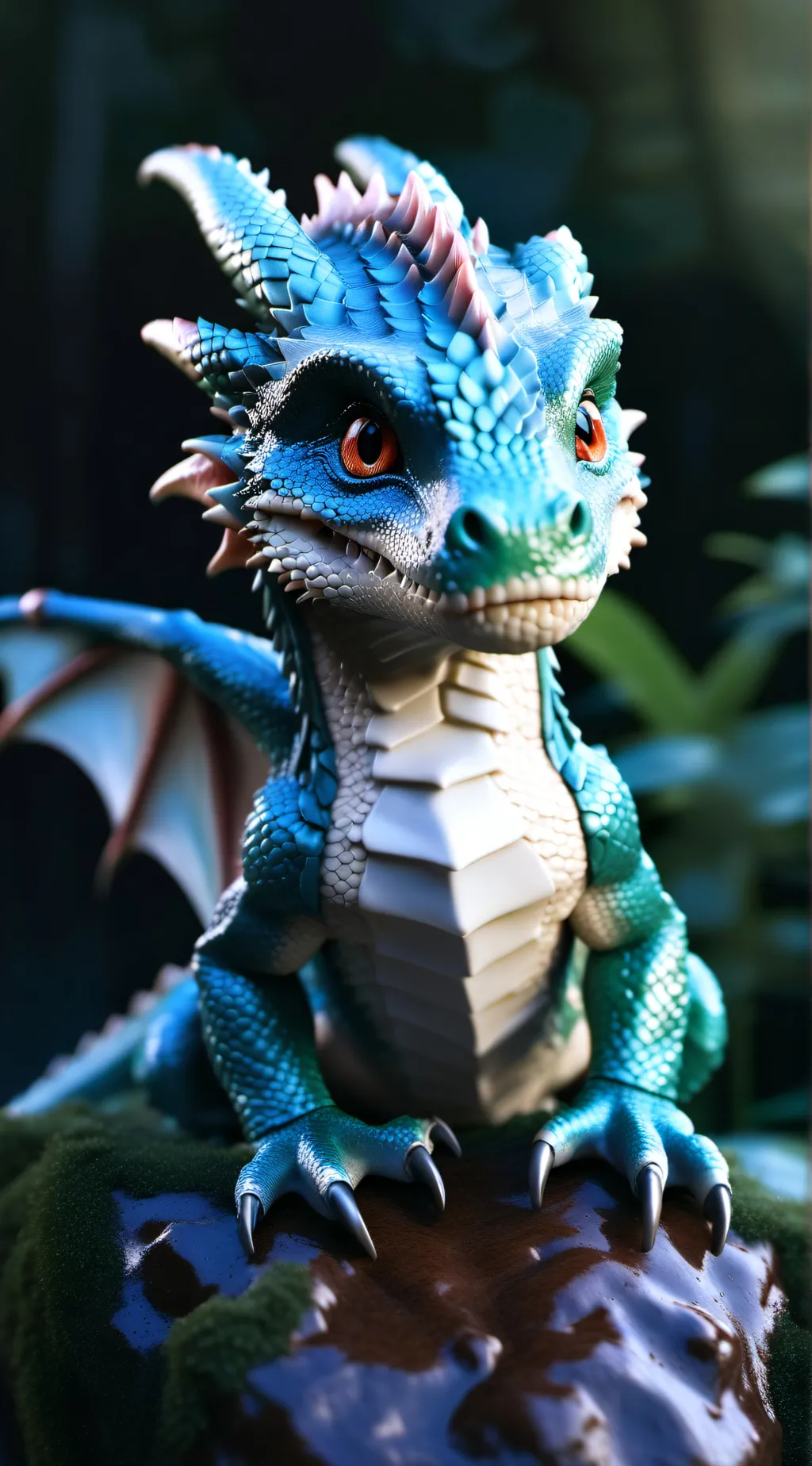 ai character: water dragon baby background