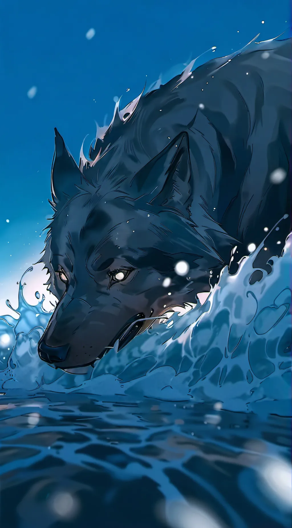 ai character: Blue Ice Wolf💙❄️🐺 background