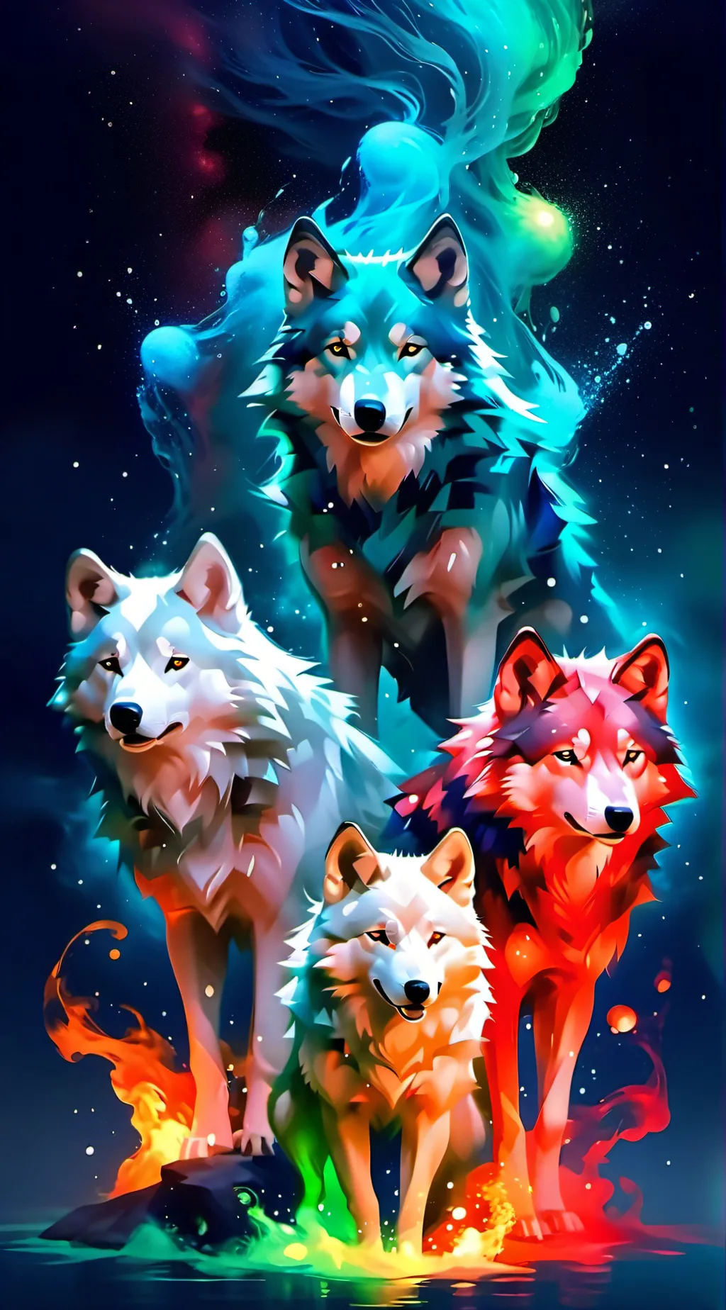 ai character: lulu,luna,luke,leo background