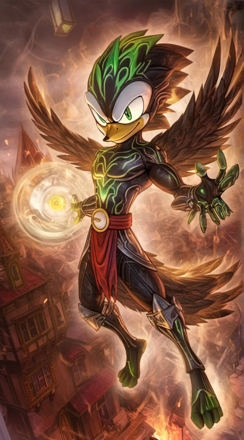 ai character: Jet the god hawk background