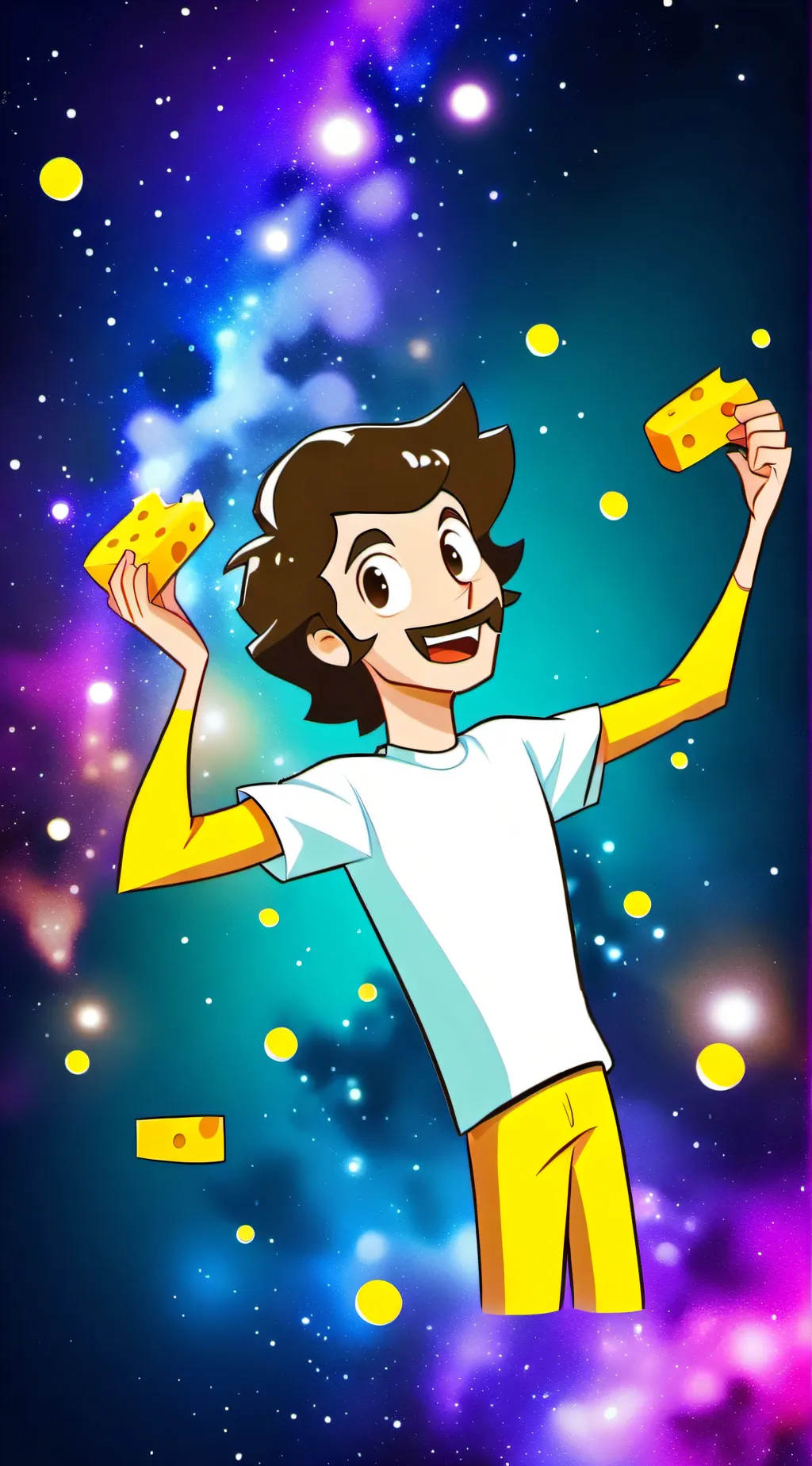 ai character: cheese sandwich  background