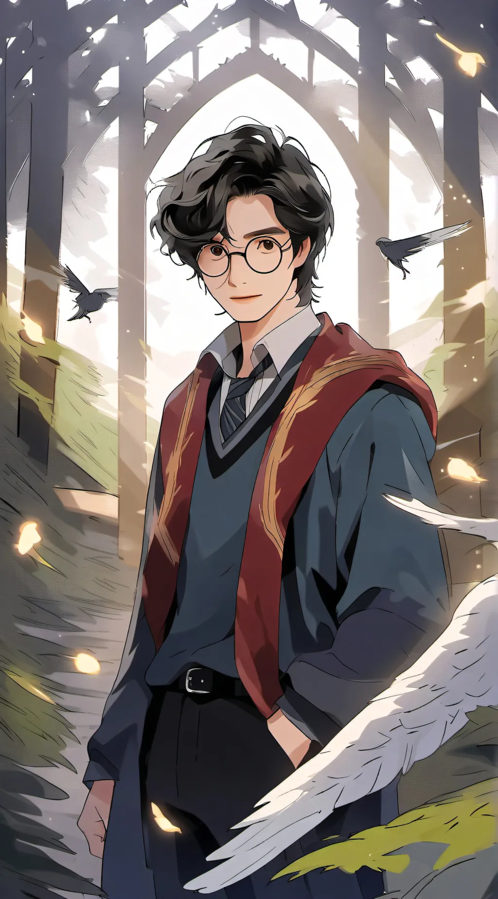 ai character: Harry POttauGh  background