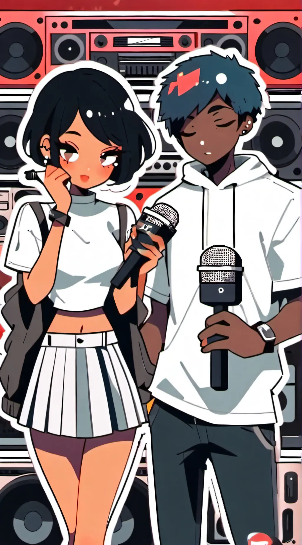 ai character: gf and neon background