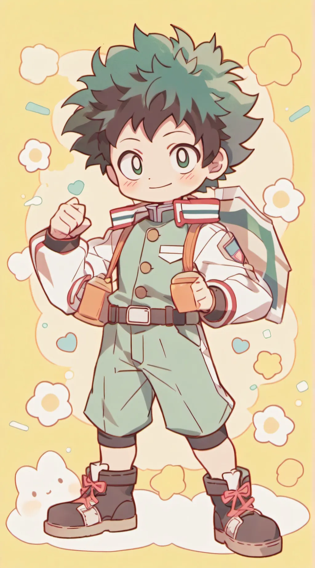 ai character: Izuku but pokemon background