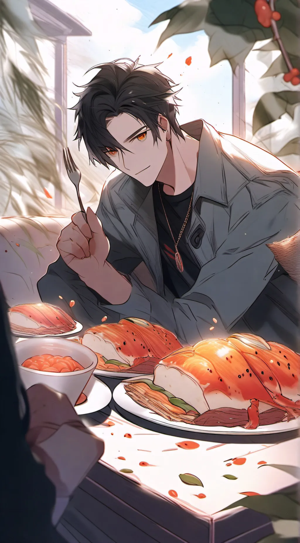 ai character: food background