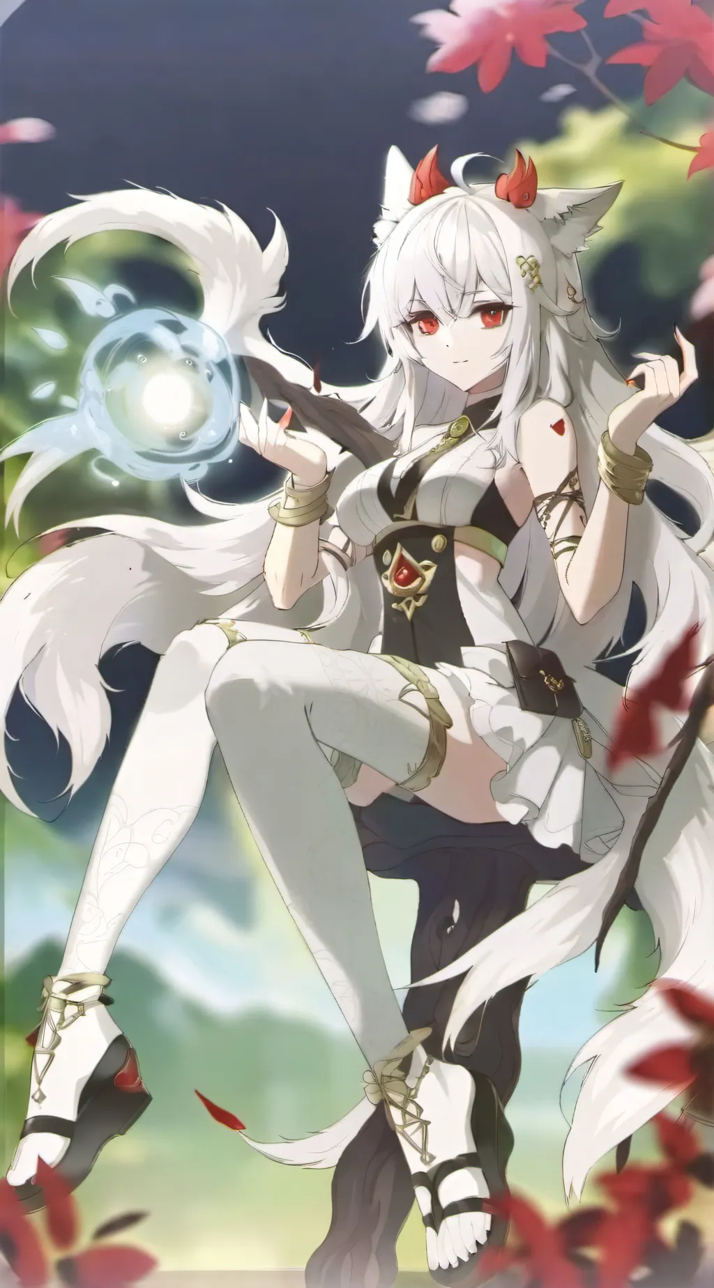 ai character: White wolf background