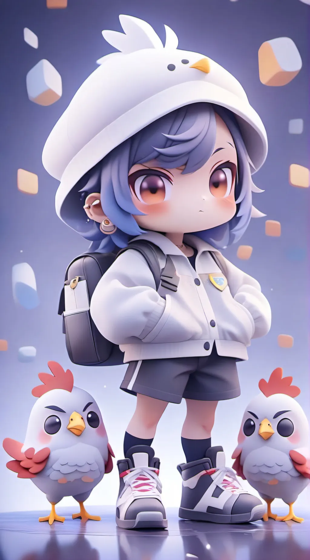 ai character: Chibi Chicken god background