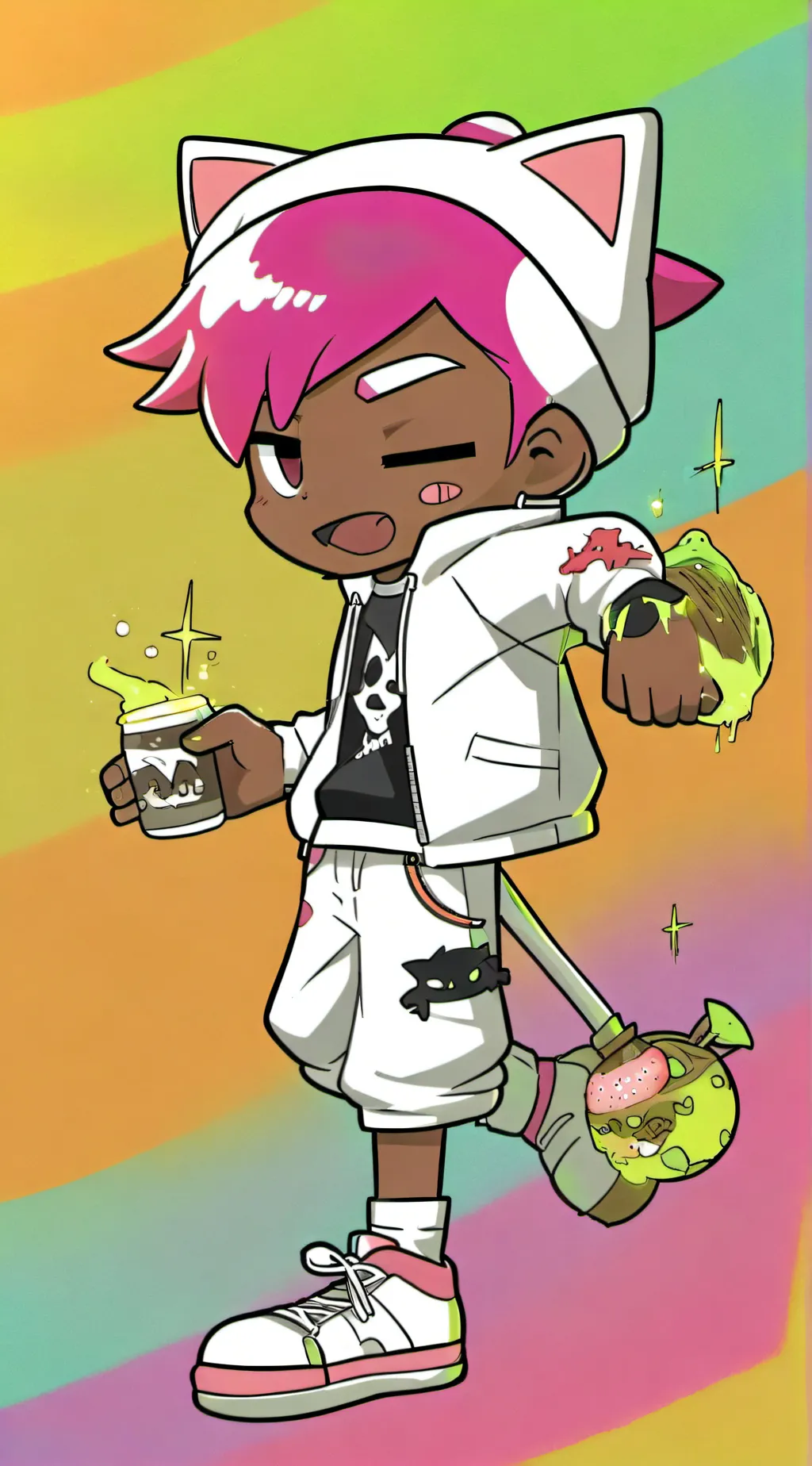 ai character: neon cat background