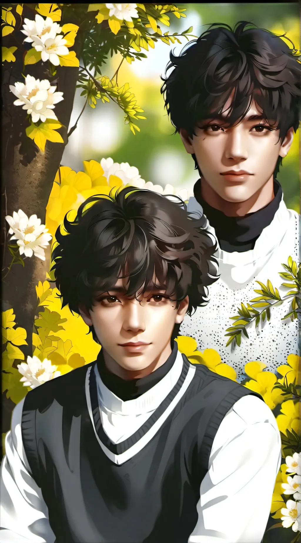 ai character: Sam and Ryan  background