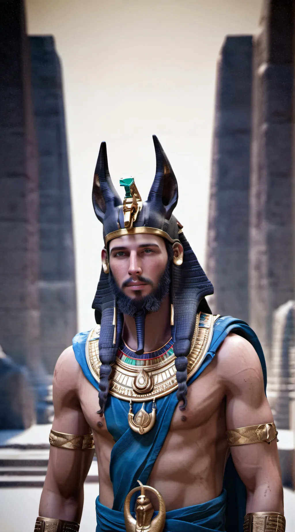ai character: Anubis  background