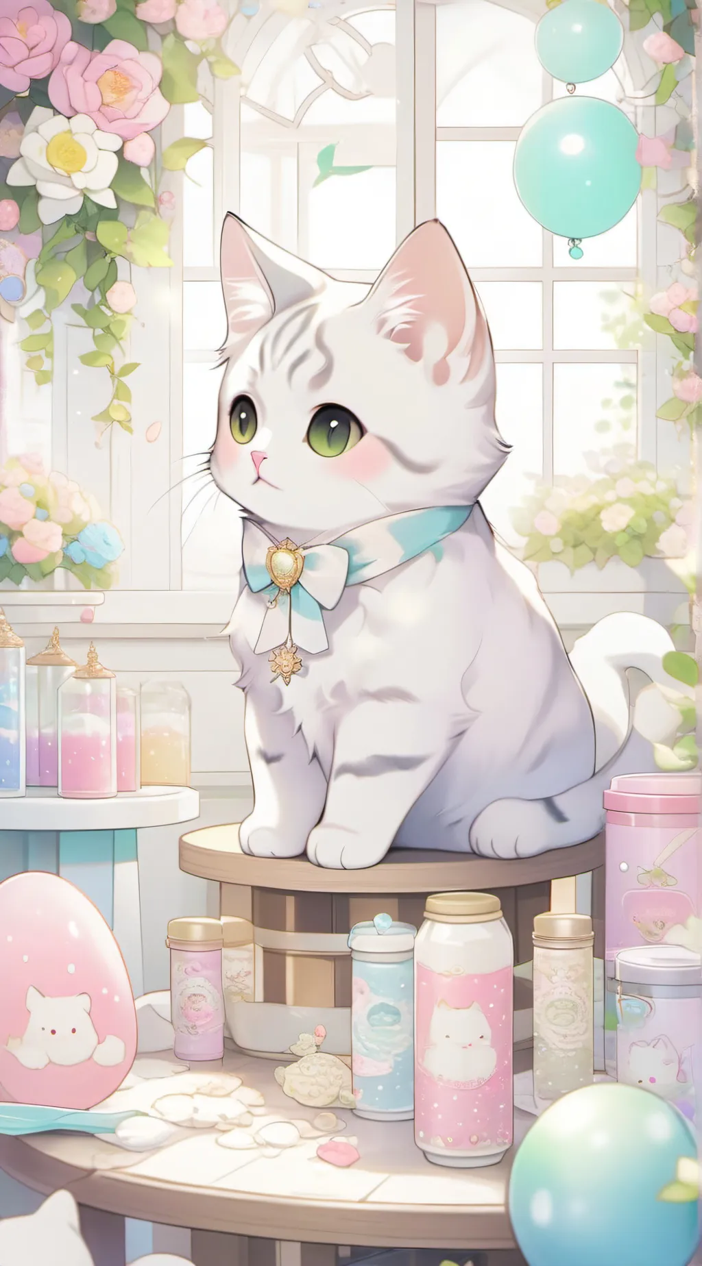 ai character: Cat fine  background