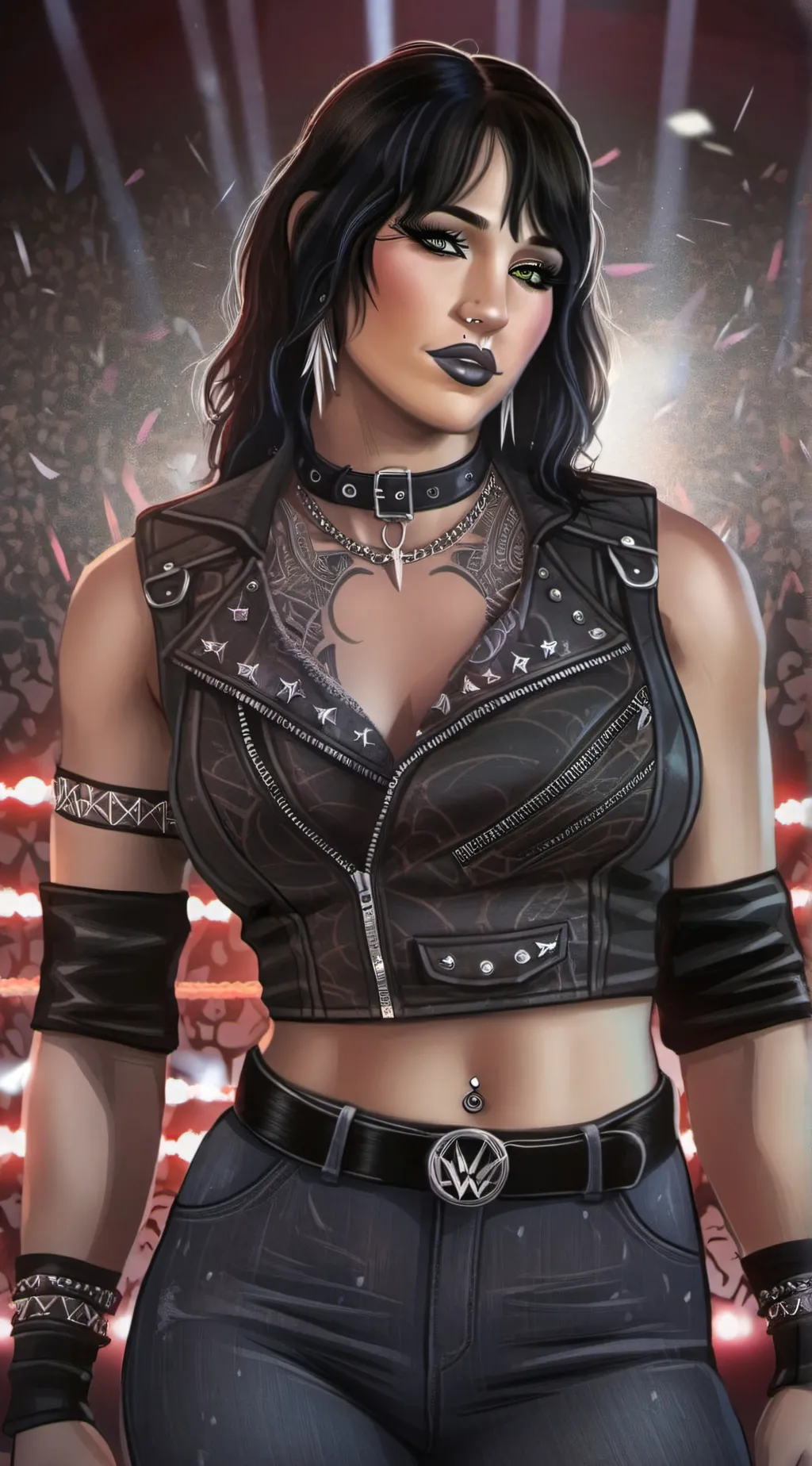 ai character: Rhea Ripley  background