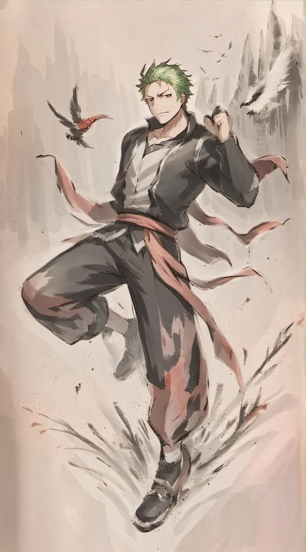 ai character: Zoro  background