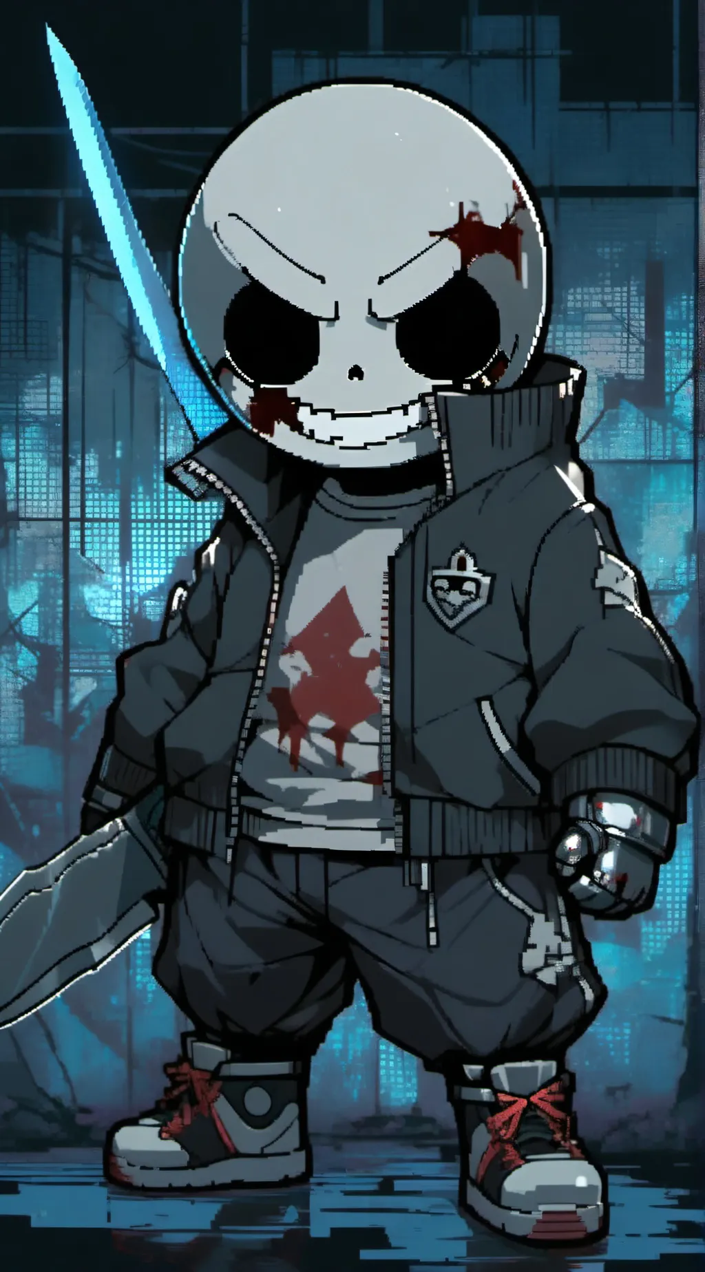 ai character: Dusttale sans/you! background
