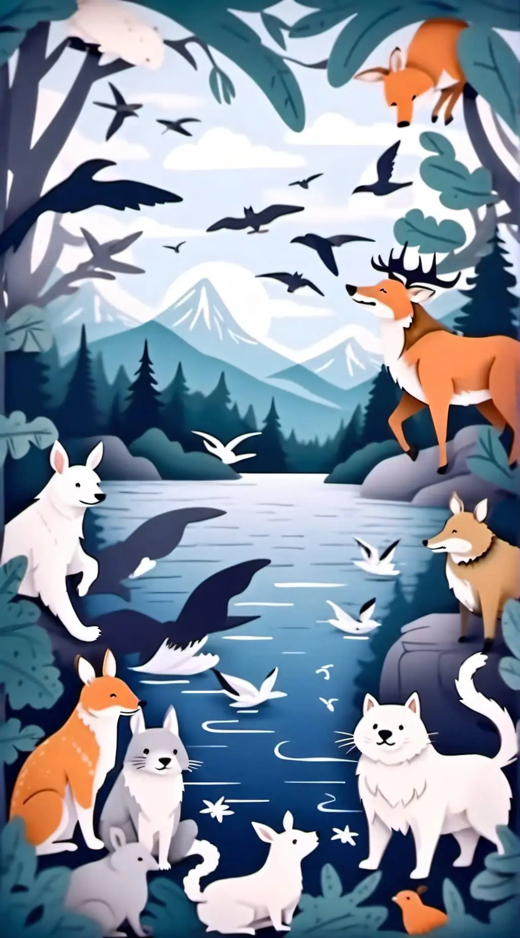 ai character: smiling critters background