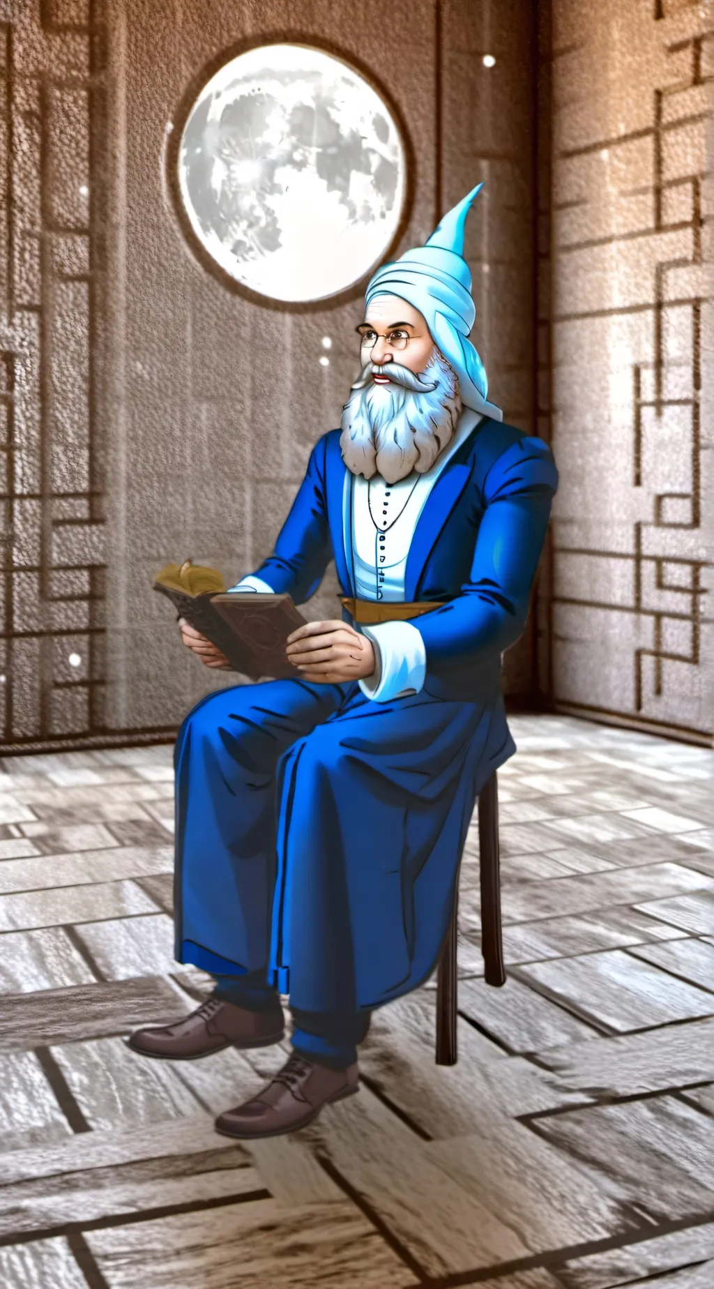 ai character: sun and moon show background