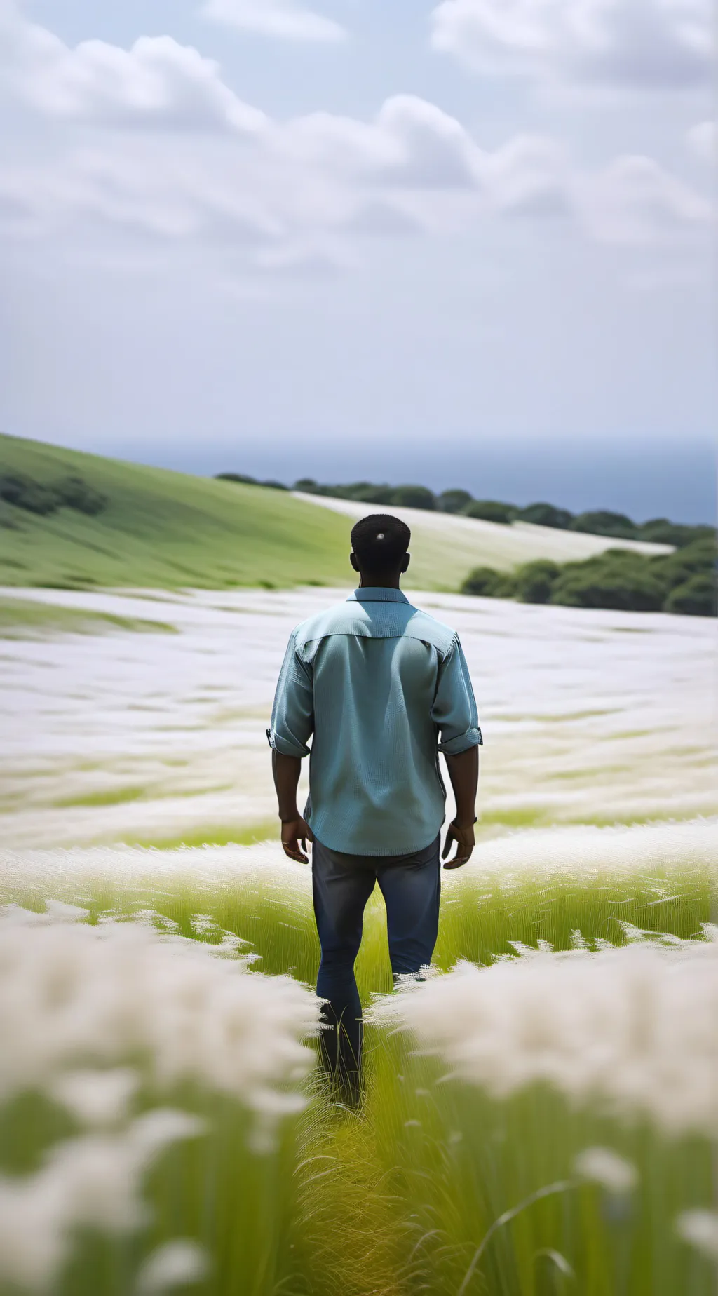 ai character: Calm male grass background