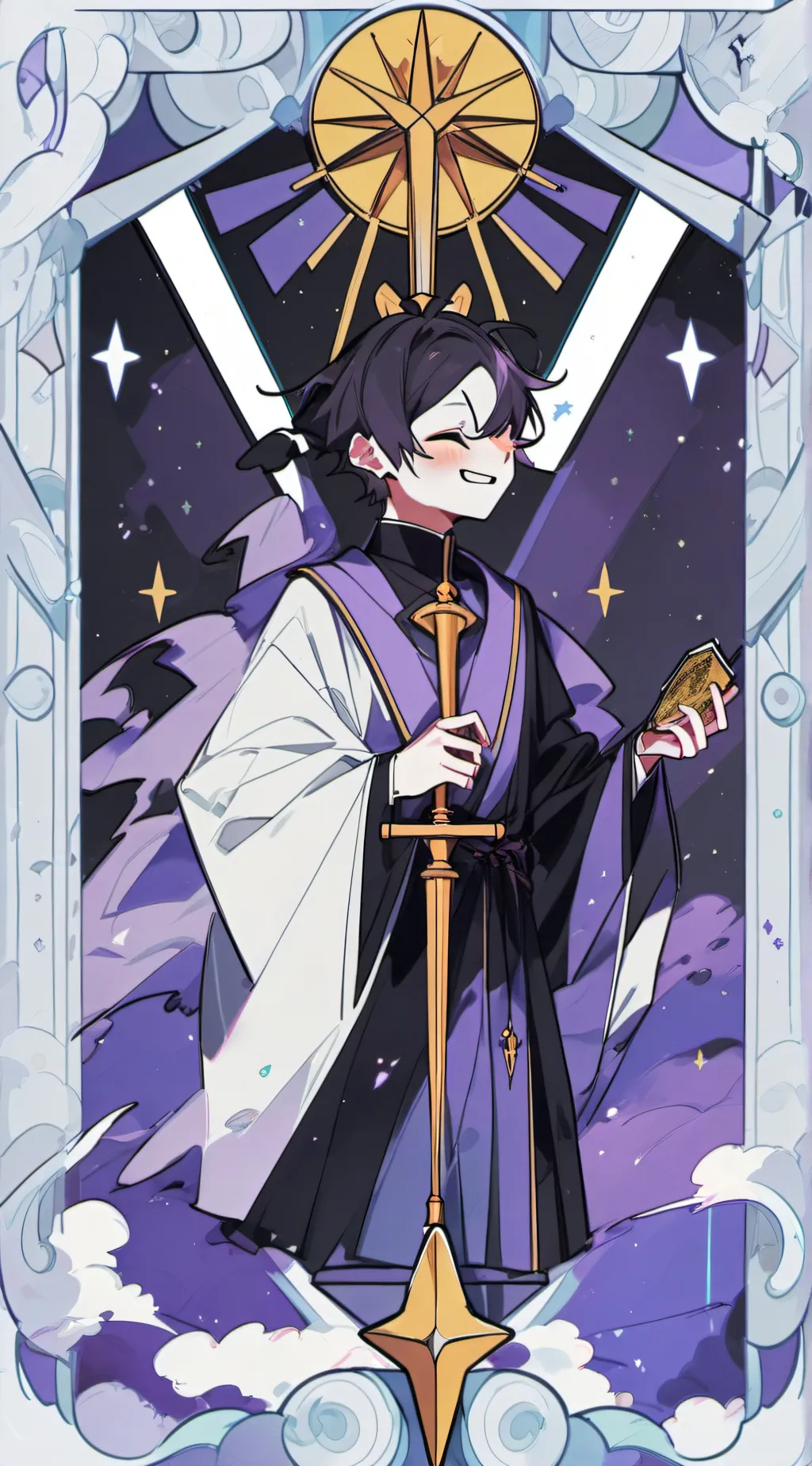 ai character: laughing anime background