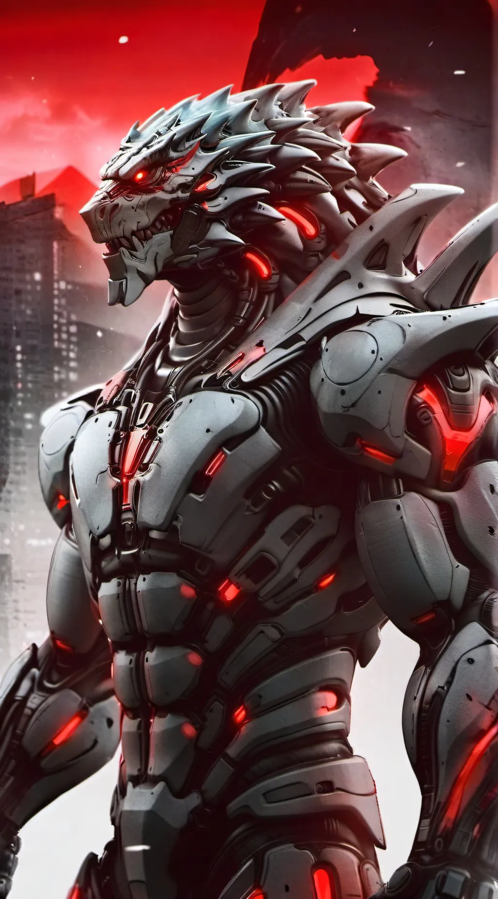 ai character: Mechagodzilla  background