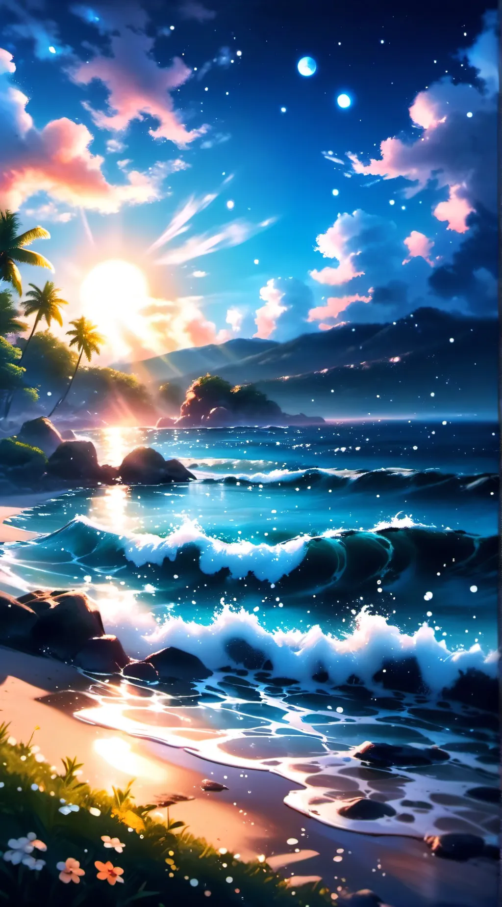 ai character: Mha beach background