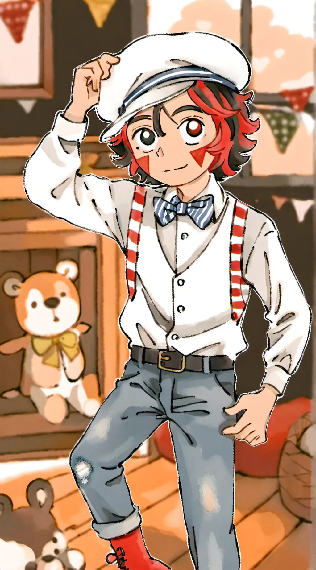 ai character: Raggedy Andy  background