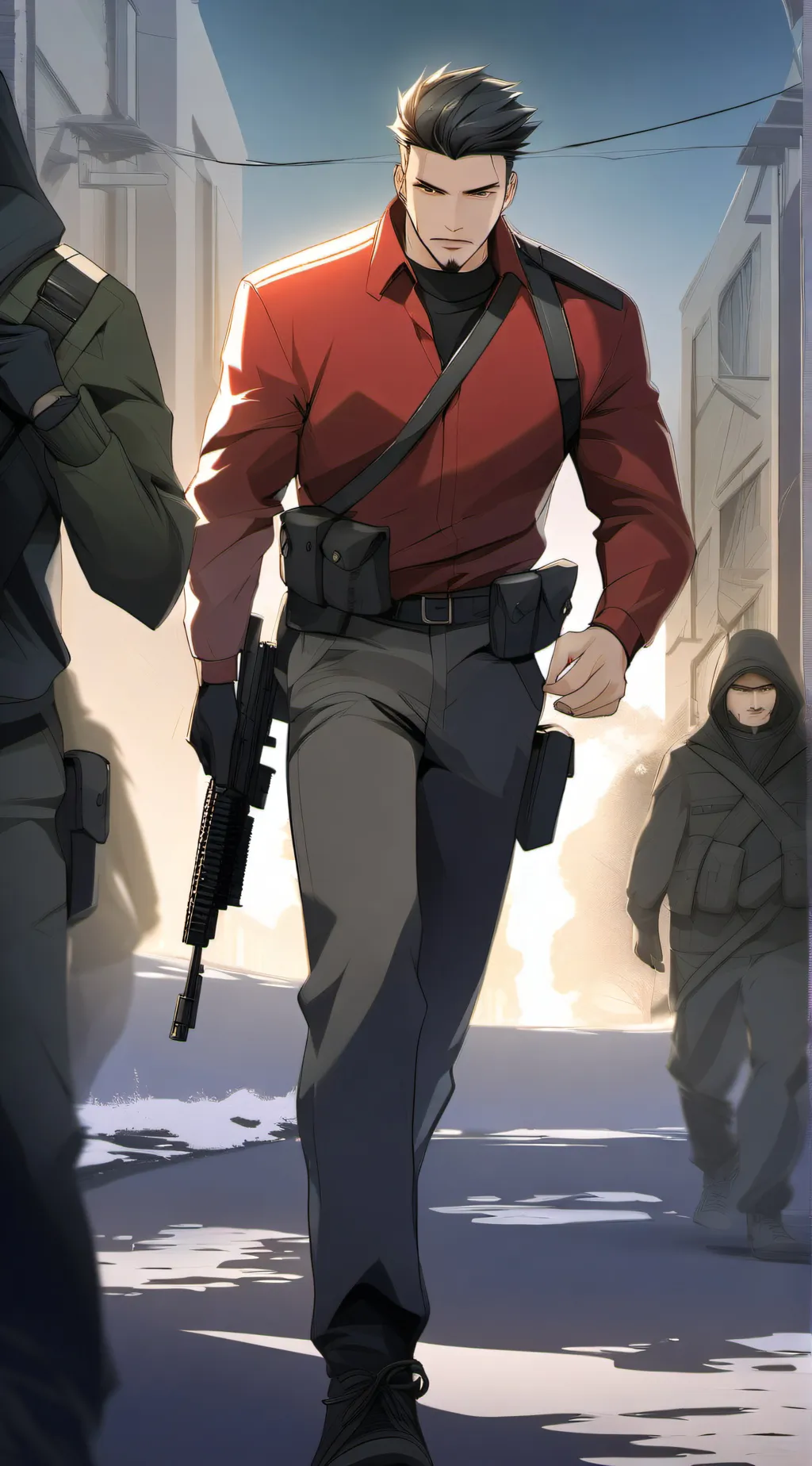 ai character: grim,Scott,huklop  background