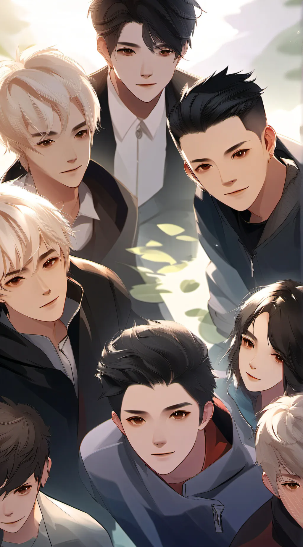 ai character: A group of friends background