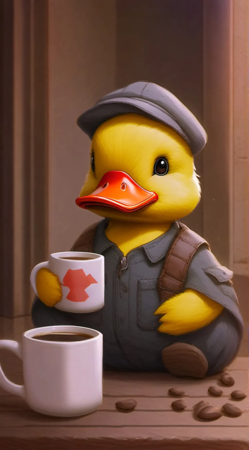 ai character: Duck coffee ☕️ 😋  background