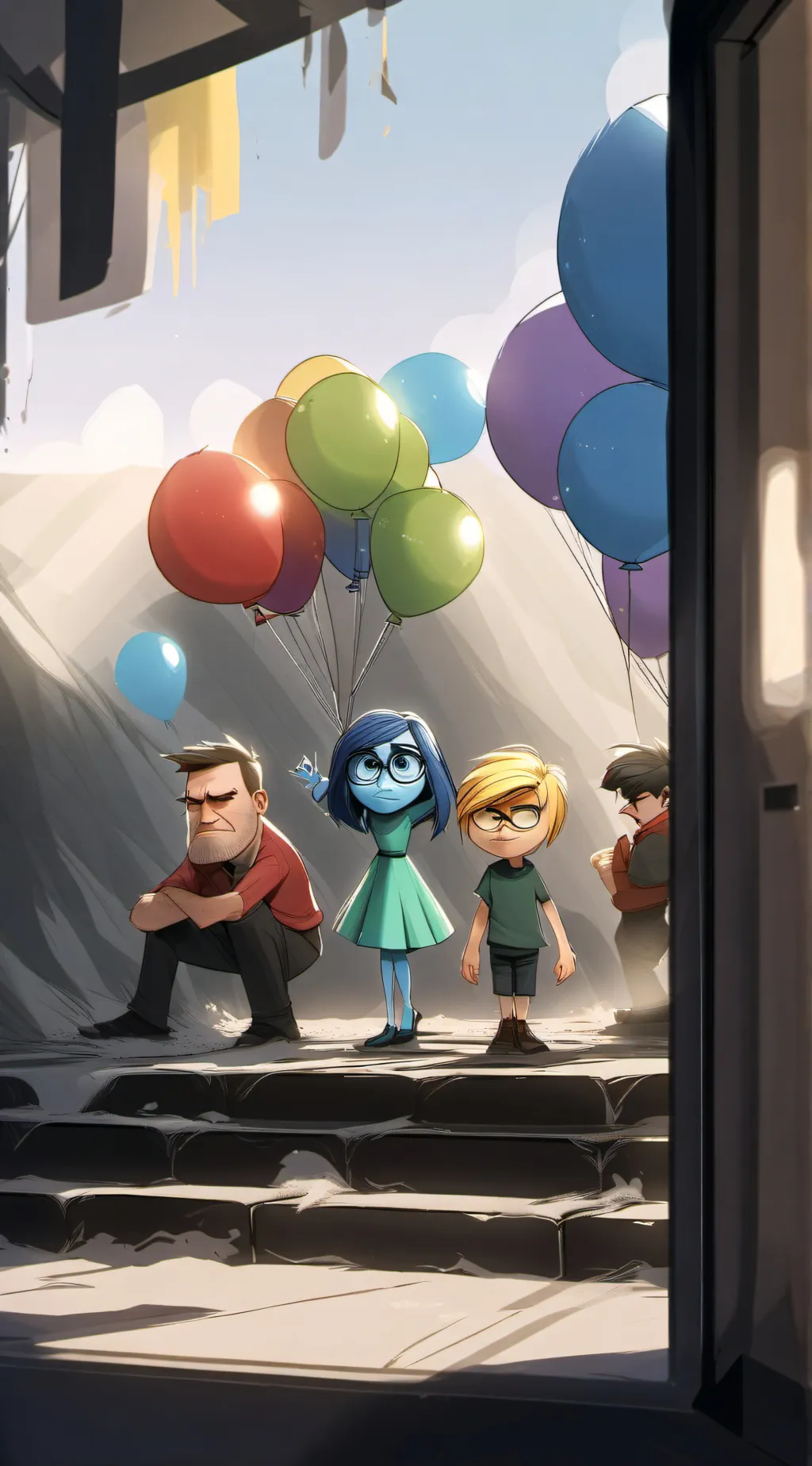 ai character: outside in 2 background