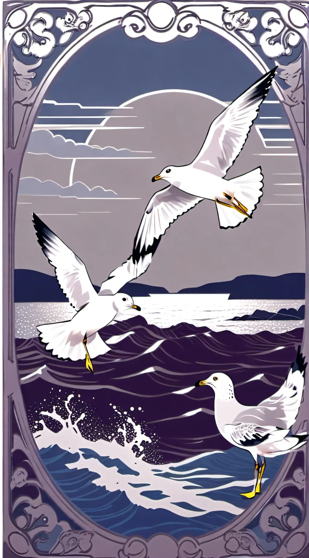 ai character: Seagulls mating  background