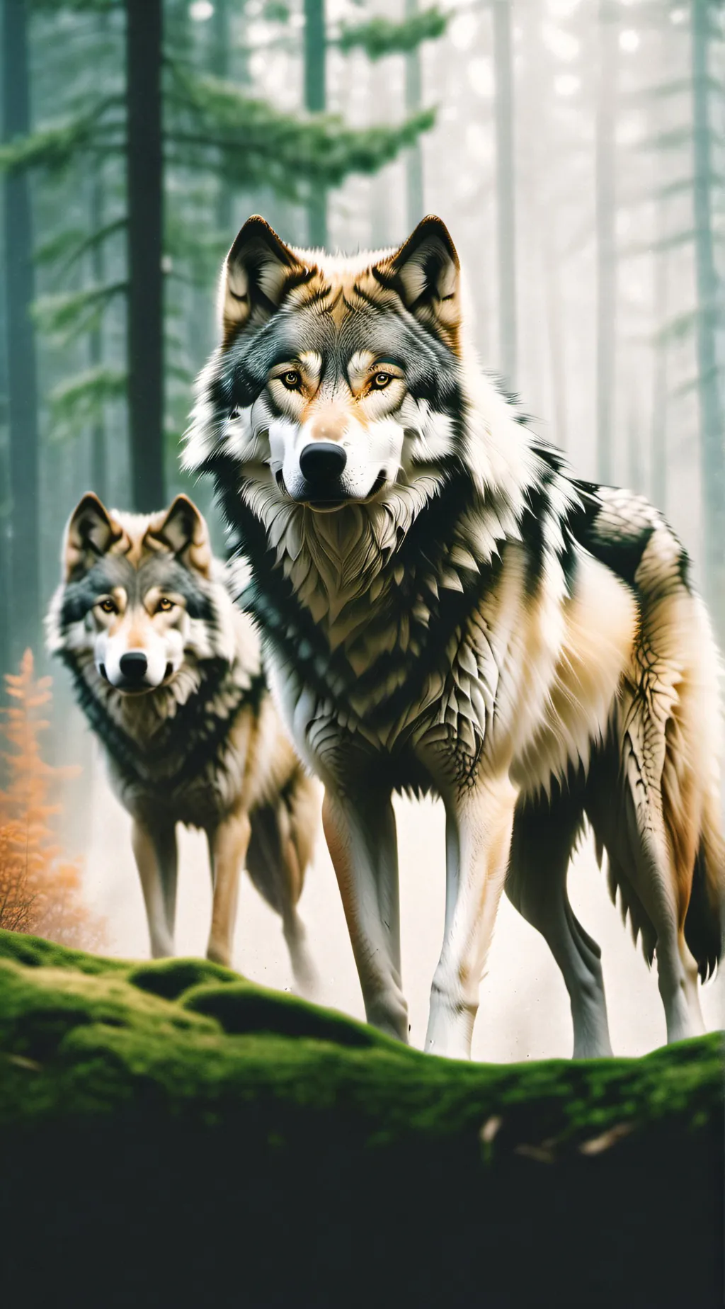 ai character: nice wolf  background