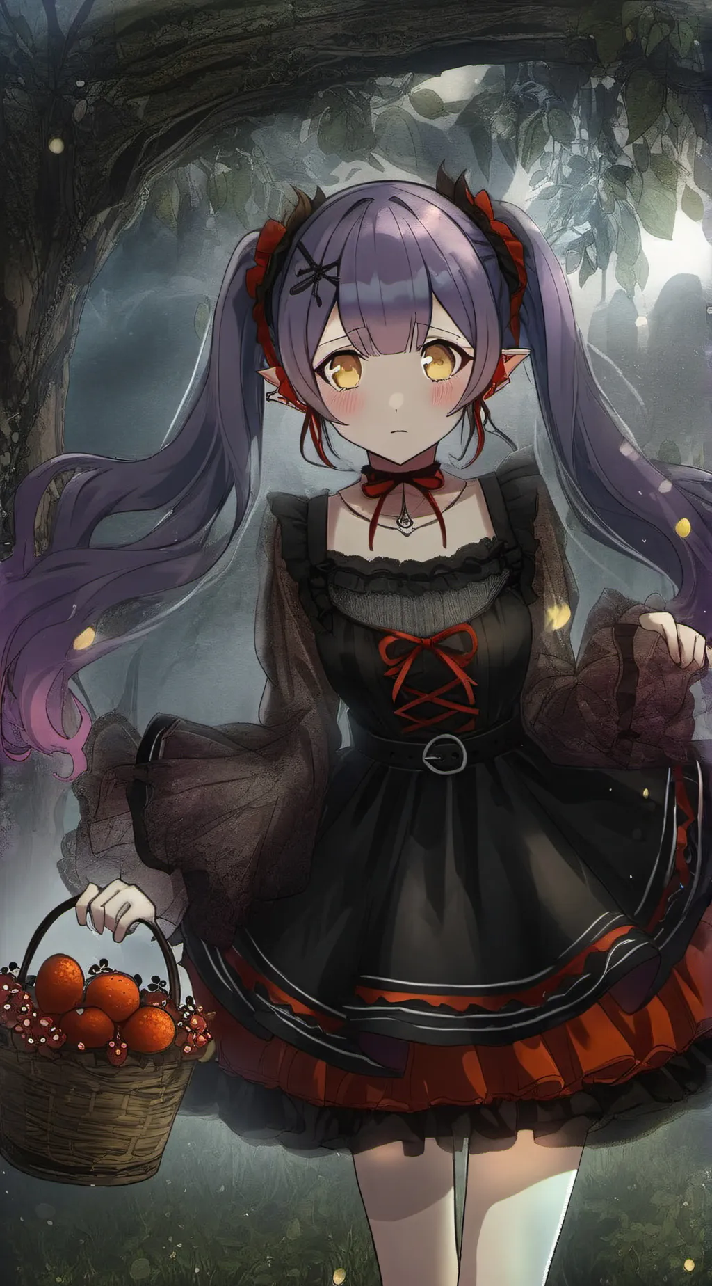 ai character: Lonely forest girl background