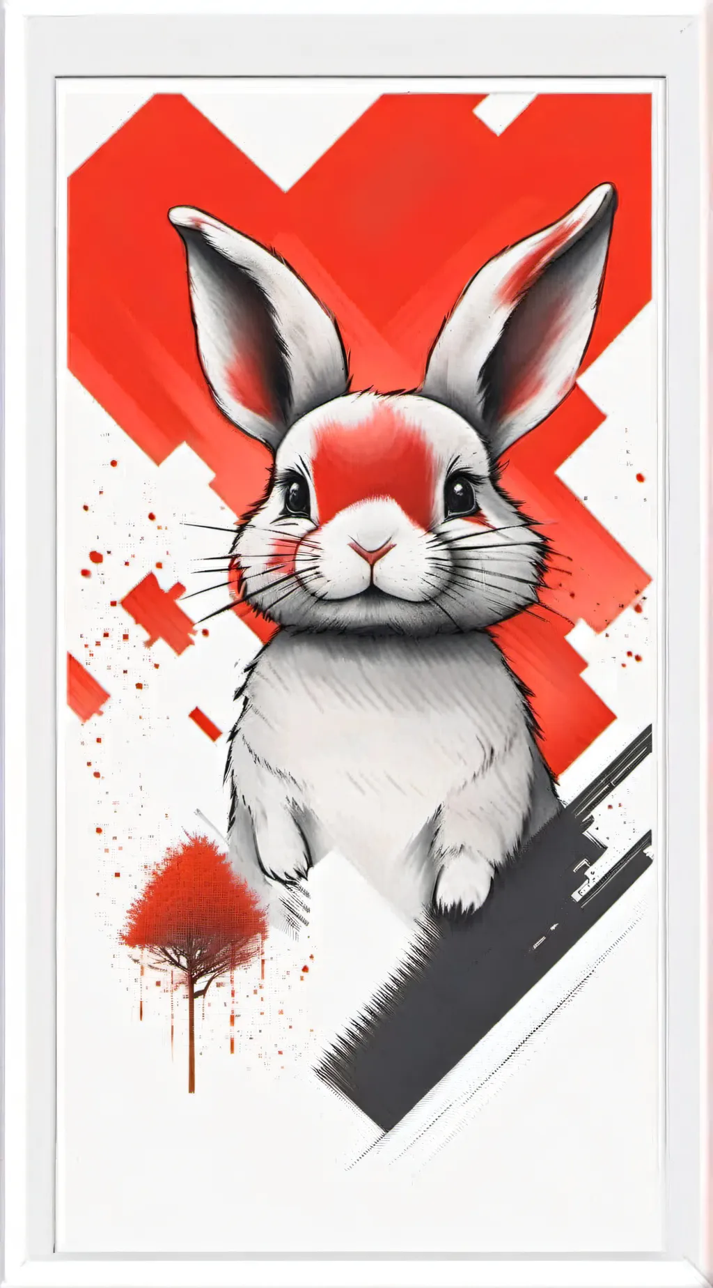 ai character: Red fire Bunny❤️🔥🐇 background