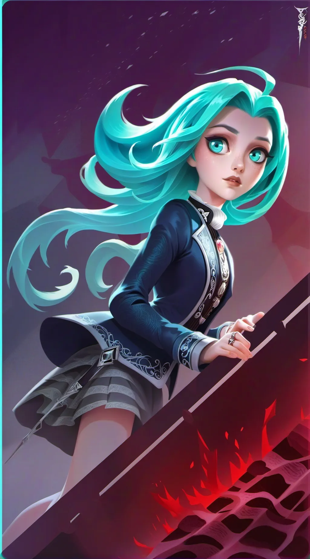 ai character: Cyan background