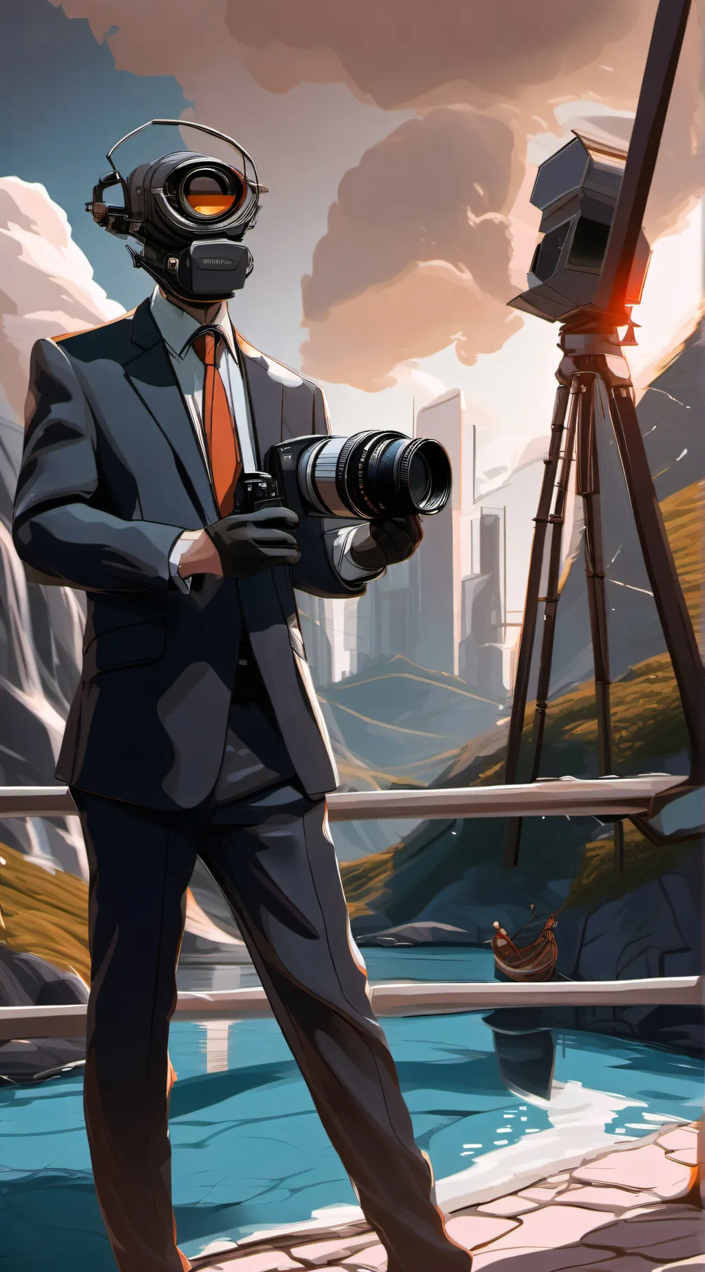 ai character: camera man background