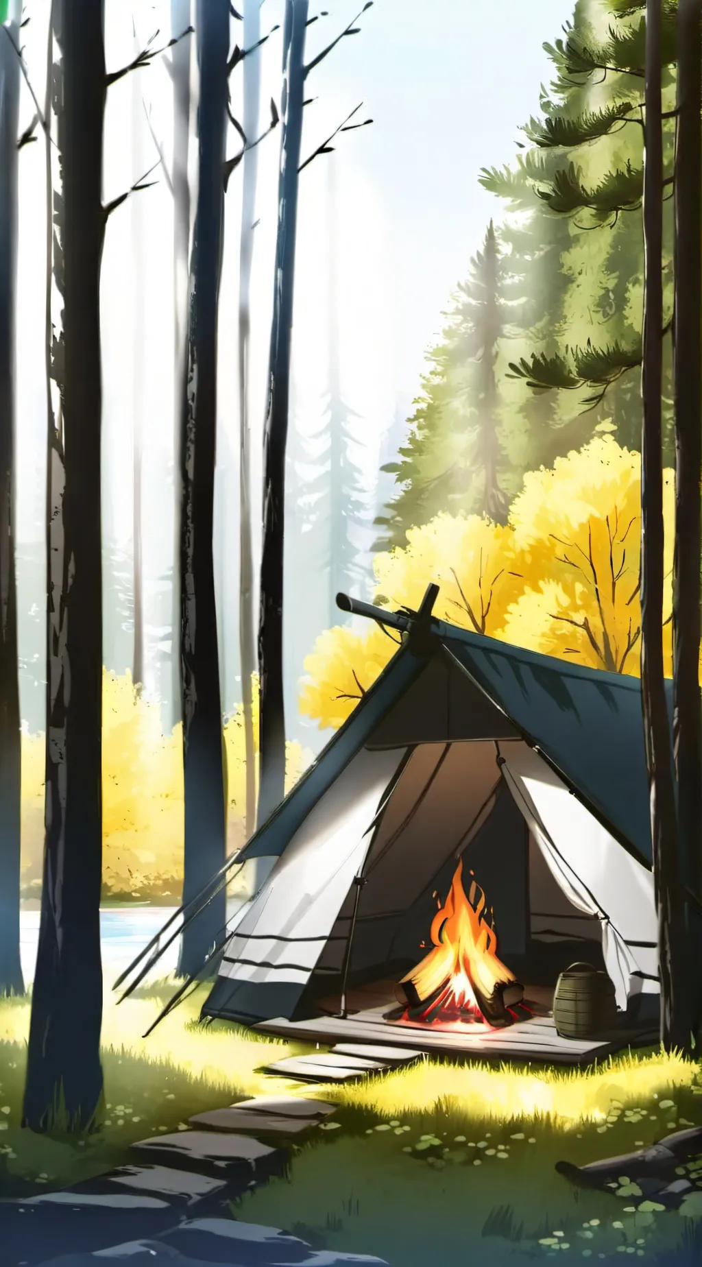 ai character: HH camping trip background