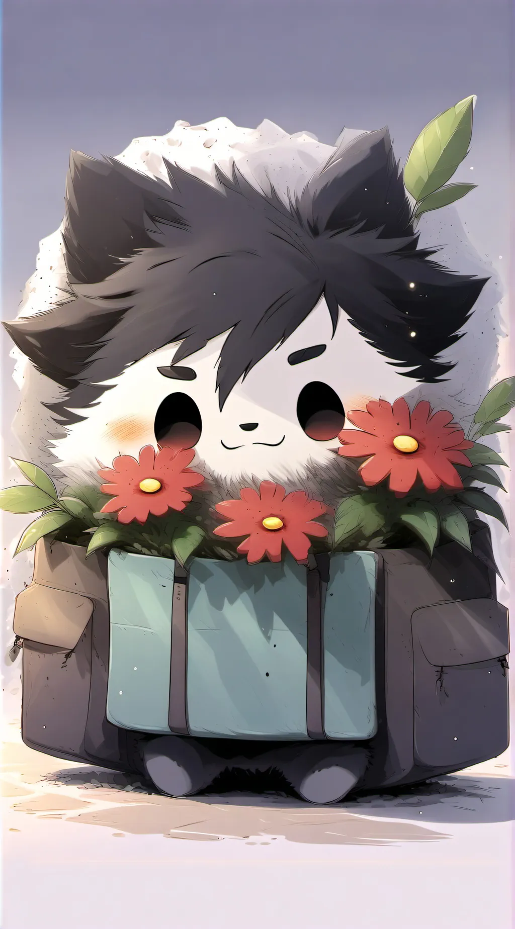 ai character: Dog of flowers background