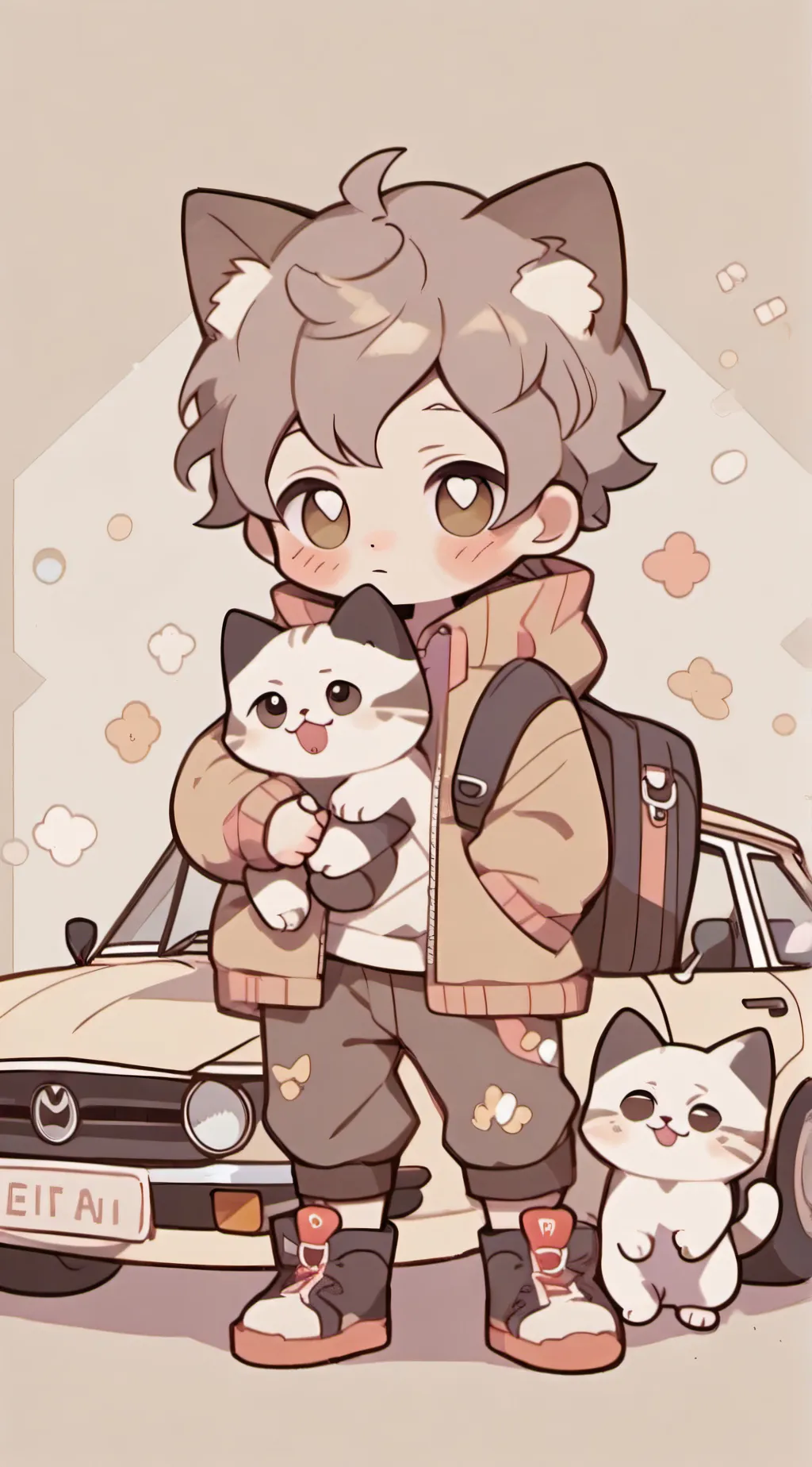 ai character: Kid with cat background