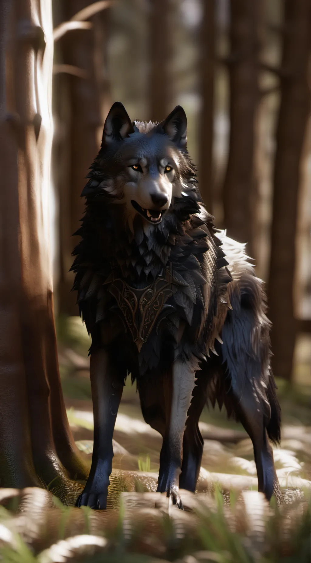 ai character: Black wolf background