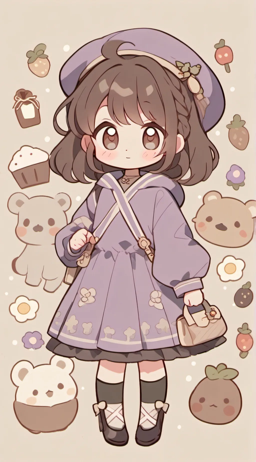 ai character: Violet background