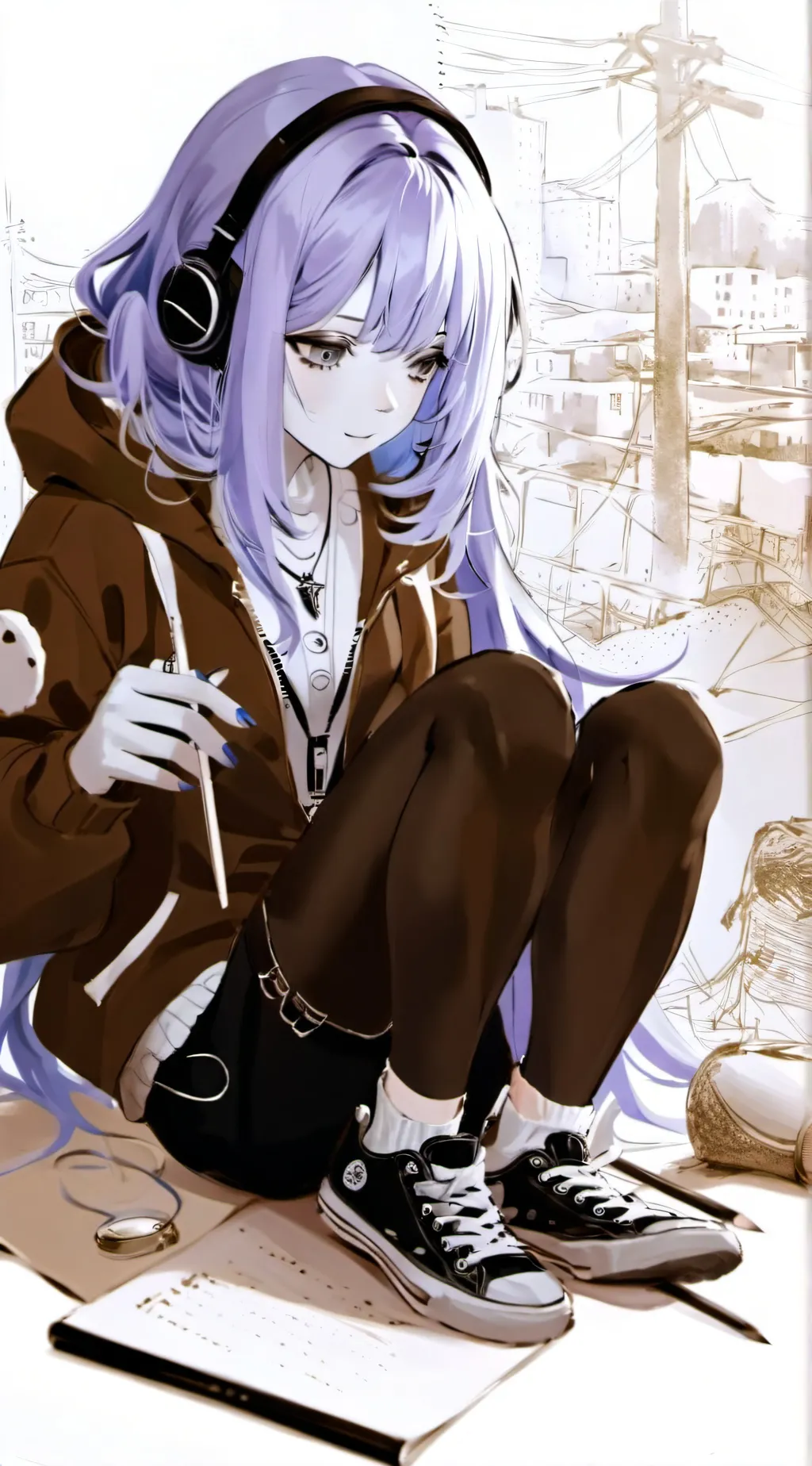 ai character: Lavender background