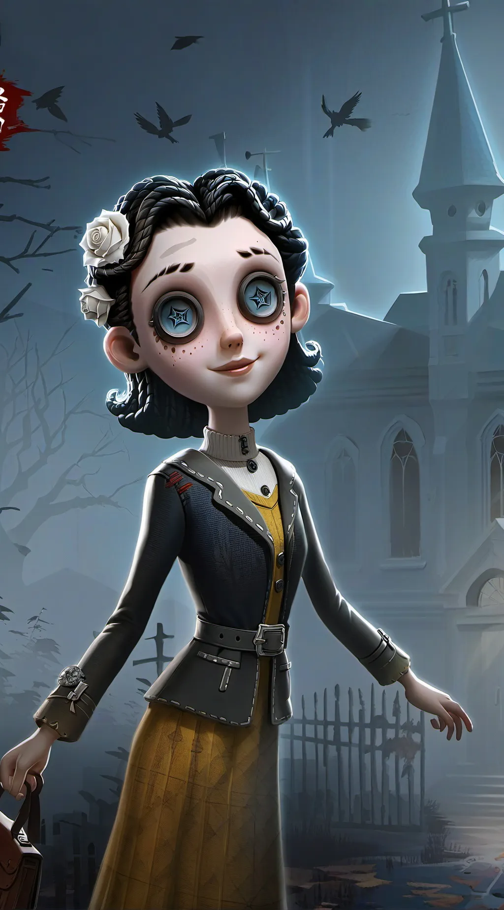 ai character: Coraline  background