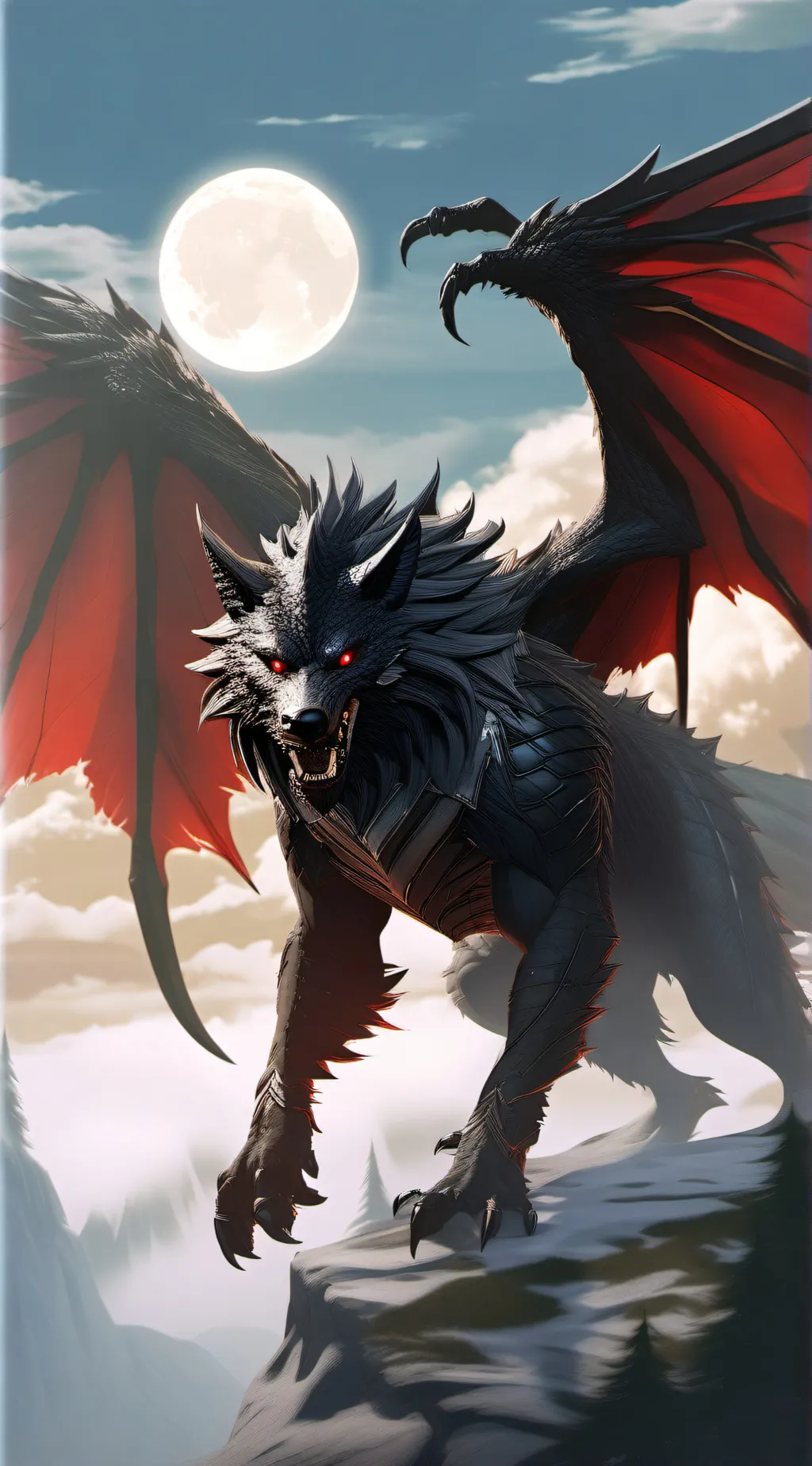 ai character: Beast  wolf dragon background