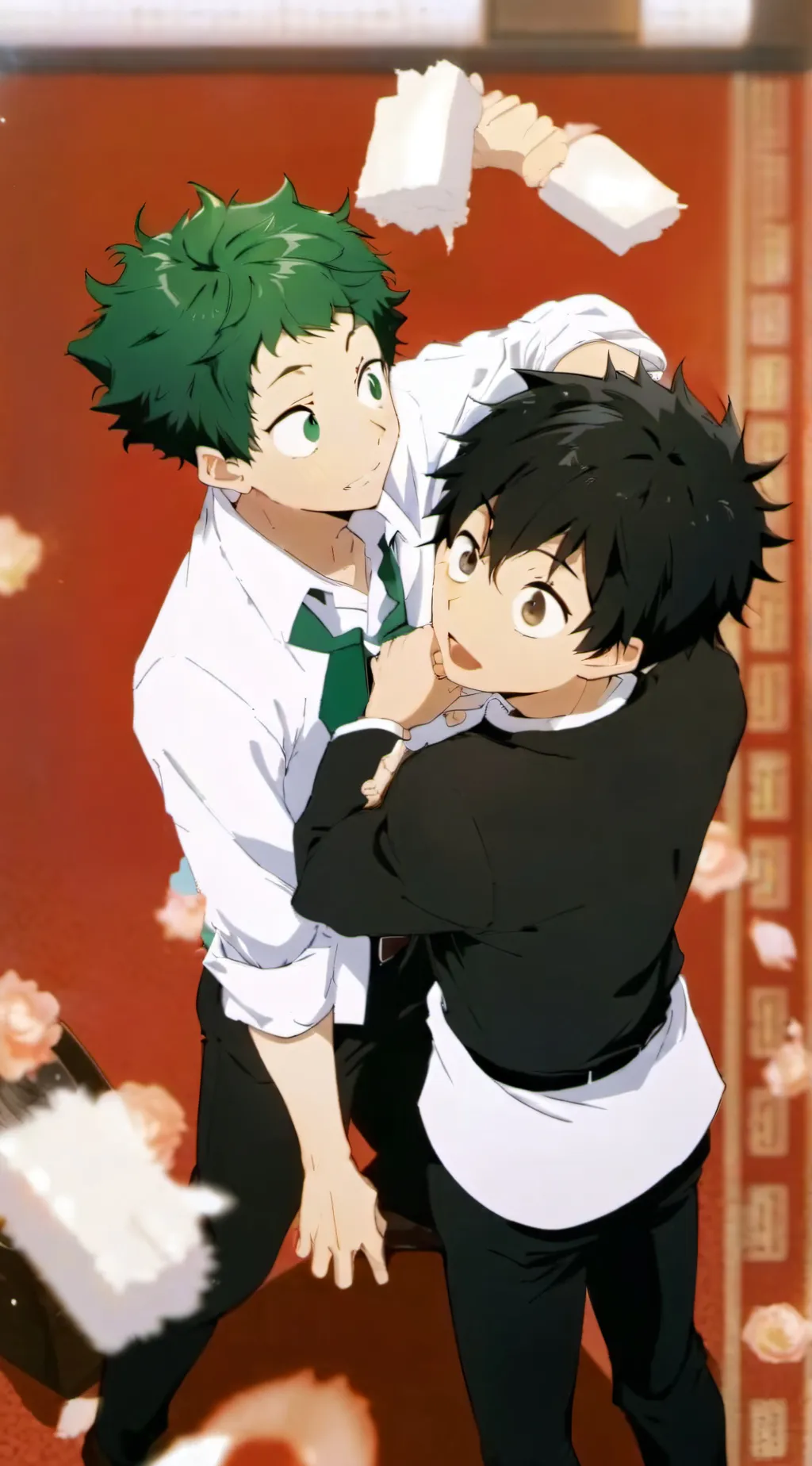 ai character: bakugo and deku  background