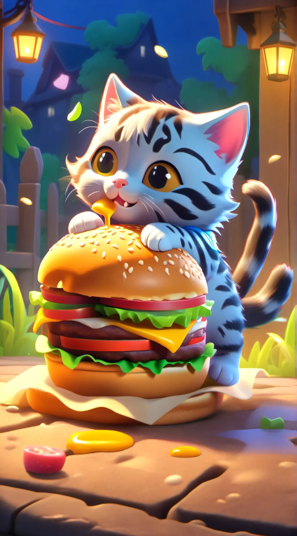 Talkie AI - Chat with kitten with burger